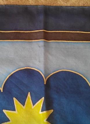 Шелковый платок  ручной окрас батик шов роуль 90х 89 знак зодиака близнецы.4 фото