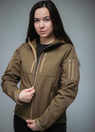 Жіноча куртка softshell (койот)5 фото