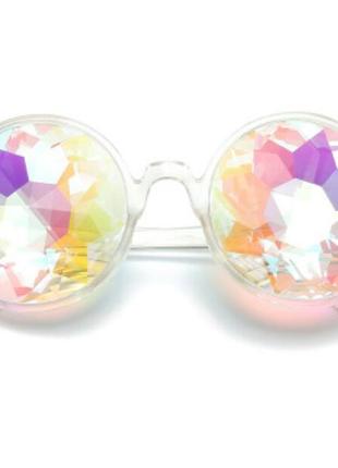 Окуляри калейдоскоп resteq, круглі сонцезахисні окуляри, прозора оправа2 фото