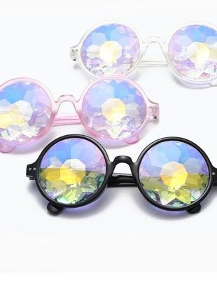 Окуляри калейдоскоп resteq, круглі сонцезахисні окуляри, прозора оправа3 фото