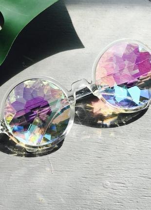 Окуляри калейдоскоп resteq, круглі сонцезахисні окуляри, прозора оправа4 фото