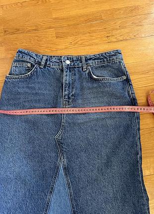 Zara довга джинсова спідниця, юбка міді ,довжина 97 см, поб . 48, пот .