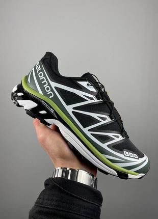 Мужские кроссовки salomon xt-6 black green lime