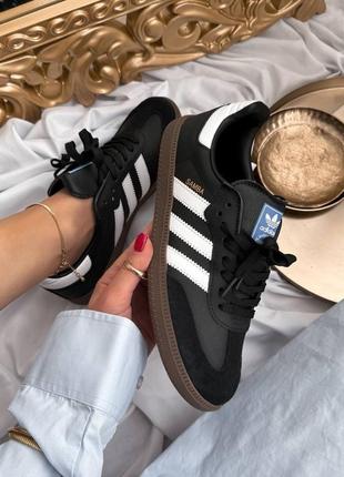 Адидас газель черные adidas gazelle black white1 фото