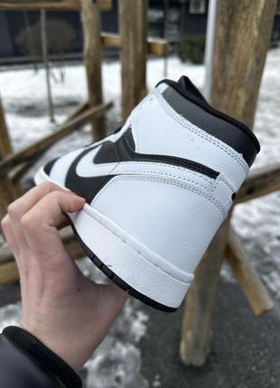 Кроссовки высокие nike air jordan 1 (white / black)6 фото