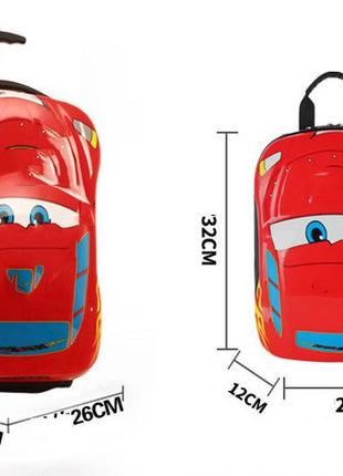 Чемодан на колесах и рюкзак молния макквин с м/ф cars resteq. детская сумка cars. детский чемодан дорожный на6 фото