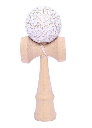 Деревянная кендама resteq белого цвета. кендам из дерева белый. игрушка kendama 18 см