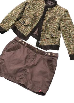 Мини юбка с вельветовыми вставками