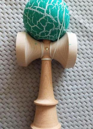 Дерев`яна кендама resteq зеленого кольору. іграшка kendama 18 см2 фото