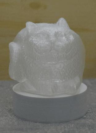 Ночник "кот толстяк". полупрозрачный на белой подставке