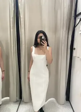 Біла сукня з відкритою спинкою від zara, розмір xs, l, xl