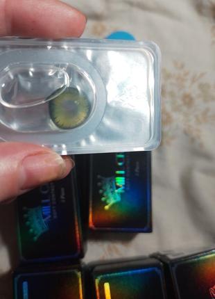 300 гр, контактні кольорові лінзи для зору, річні з діоптрієм, зелені2 фото