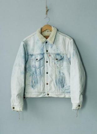 Levis trucker jacket sherpa левіс левайс чоловіча куртка утеплена овчиною на овчині джинсівка джинсова distressed y2k vintage вінтажна м1 фото