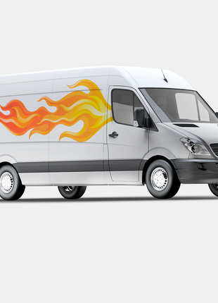 Наклейка вінілова декоративна на автомобіль кольорова "вогонь. пляма вогню. вогняні язики"  (1шт)