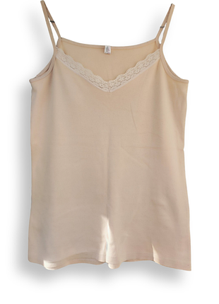 Майка бежева жіноча з мереживом