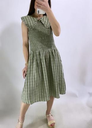Бавовняна сукня зі зйомний комірцем10 фото