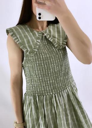 Бавовняна сукня зі зйомний комірцем4 фото