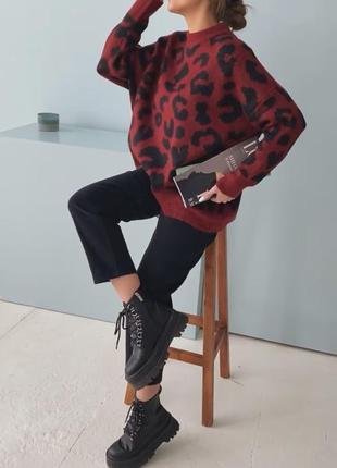 Джемпер, свитер, кофта красный леопард3 фото
