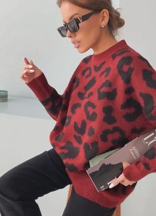 Джемпер, свитер, кофта красный леопард1 фото