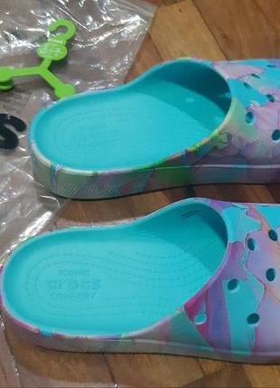 Крокс класік шльопанці платформа блакитні crocs classic platform slide neptune/multi5 фото