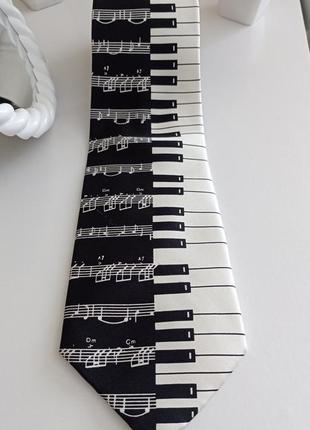 Краватка з принтом піоніно фортепіано ноти музична тематика клавіші  широка для чоловіків soprano.2 фото