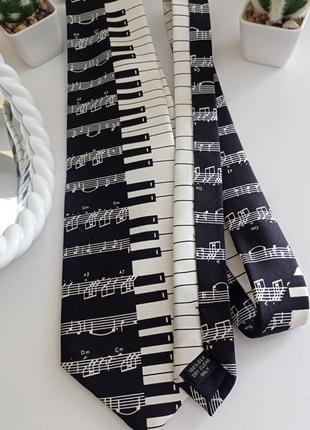Краватка з принтом піоніно фортепіано ноти музична тематика клавіші  широка для чоловіків soprano.10 фото