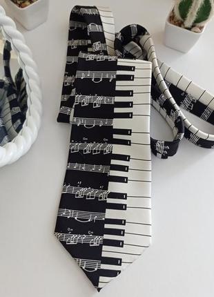 Краватка з принтом піоніно фортепіано ноти музична тематика клавіші  широка для чоловіків soprano.7 фото