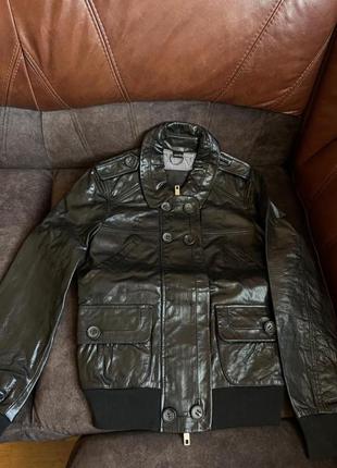 Шкіряна куртка thomas burberry, оригінальна чорна