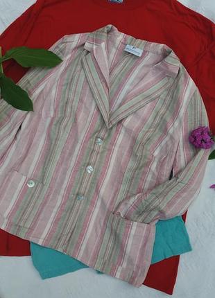 Стильний річний жакет в смужку,льон 30%,54-58разм.,frankenwalder