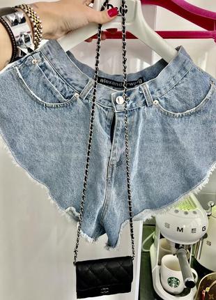 Вільні джинсові пишні круті блакитні денім шорти wang2 фото