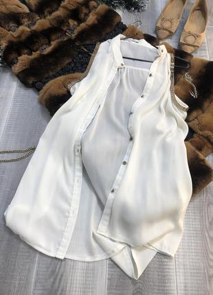 Блуза молочная с золотой фурнитурой безрукавка жилетка кардиган1 фото
