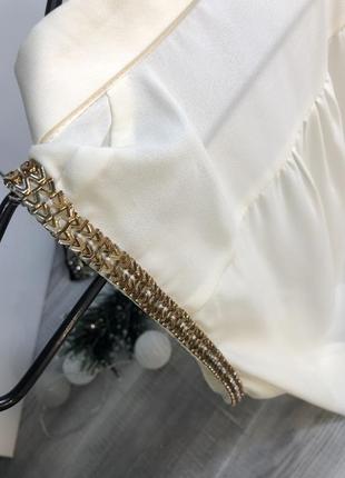 Блуза молочная с золотой фурнитурой безрукавка жилетка кардиган6 фото