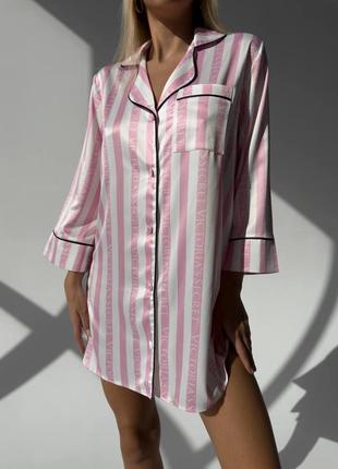 Атласна сорочка рубашка для сну victoria's secret брендова сатинова жіноча сорочка для сну вікторія сікрет fellix