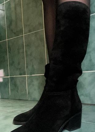 Сапоги замшевые казаки трубы