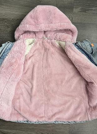 Джинсова куртка на хутрі дитяча3 фото