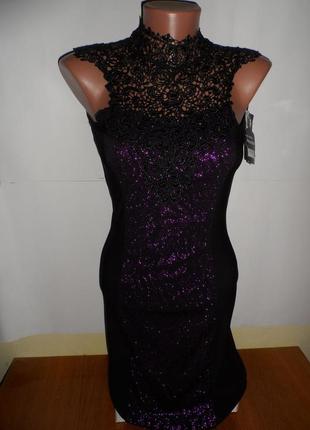 Шикарне вечірнє плаття, із ажурною вставкою, відкритою спинкою розмір -с1 фото