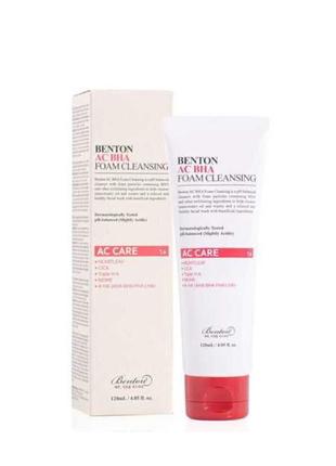 Гель-пінка з саліциловою кислотою benton ac bha foam cleansing, 120 мл