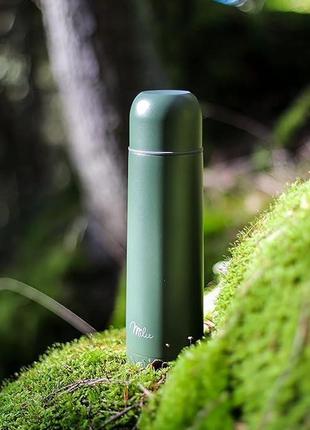 Термос milu thermos flask, 1 л, для питья из нержавеющей стали, двойная изоляция стенок (оливково-зеленая
