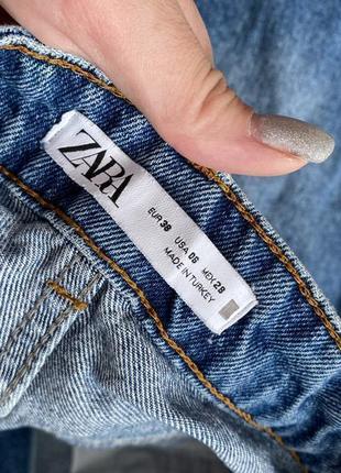 Укороченные джинсы z1975 mom прямого кроя с высокой посадкой и потертостями zara5 фото