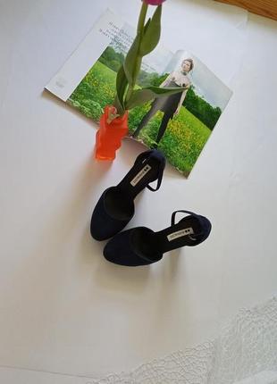 Шикарные женские синие туфли экозамш 🪩5 фото