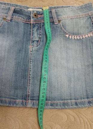 Юбка джинсовая с вышивкой и камнями4 фото