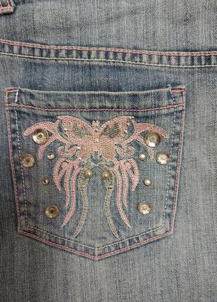 Юбка джинсовая с вышивкой и камнями6 фото