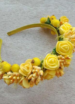Вінок - обруч з квітами ло 006