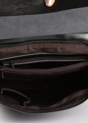 Рюкзак-сумка жіночий чорного кольору з натуральної шкіри tiding bag - 2403410 фото