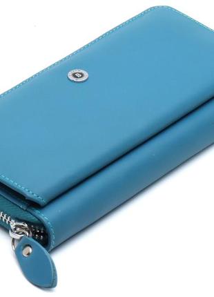 Бирюзовый кошелек из натуральной кожи с блоком для карт boston b202