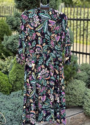 Tu розкішне яскраве квіткове плаття сукня міді жіноча 100% віскоза6 фото
