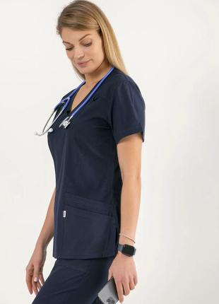 Медицинский стрейч костюм атланта темно-синий6 фото