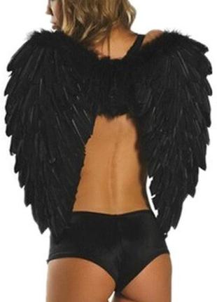Черные крылья демона с перьями resteq. черные крылья ангела перьевые