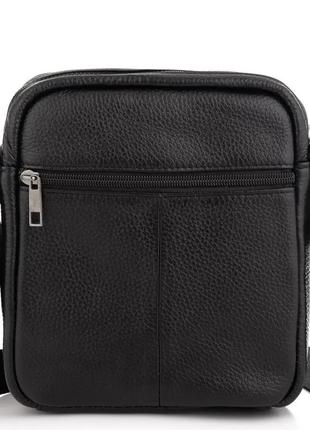 Кожаная черная мужская сумка через плечо tiding bag 4134a3 фото