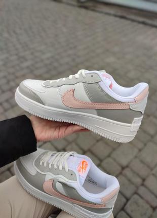 Nike air force 1 shadow grey pink кольорові кросівки найк форс знижка рожеві білі сірі женские разноцветные кроссовки розовые серые белые скидка3 фото